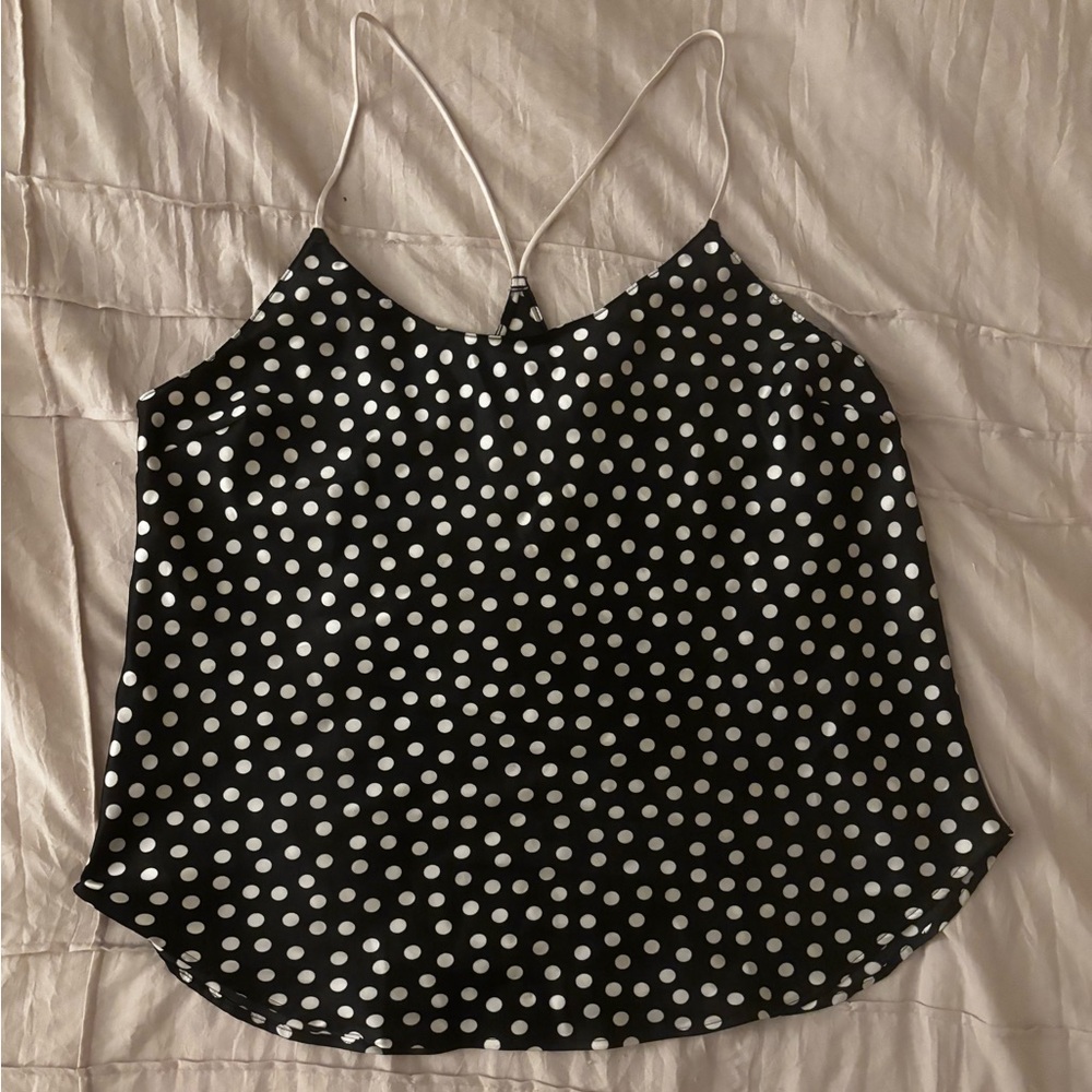 Victoria's Secret Racerback Camisole Black with White Polka Dots